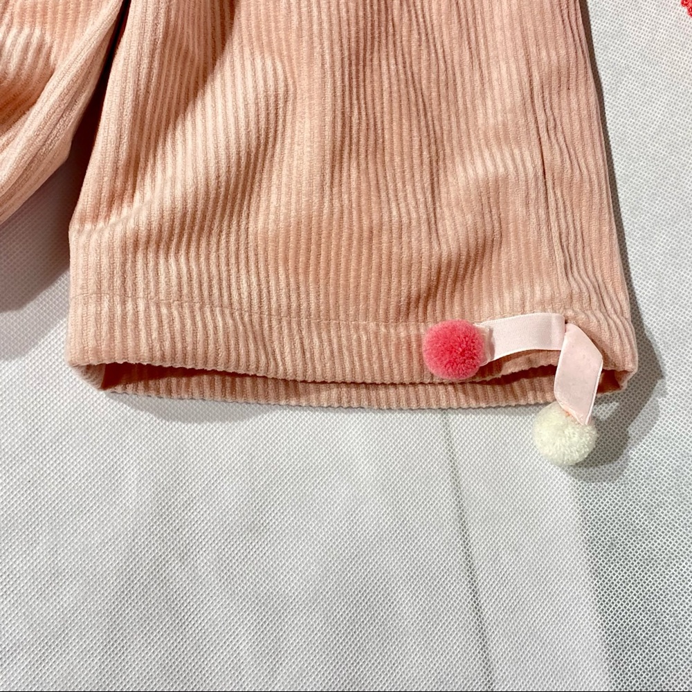Xizi Kids NWT Soft Pale Pink Lined Corduroy Pants with Pom-pom Ties - Picture 7 of 15